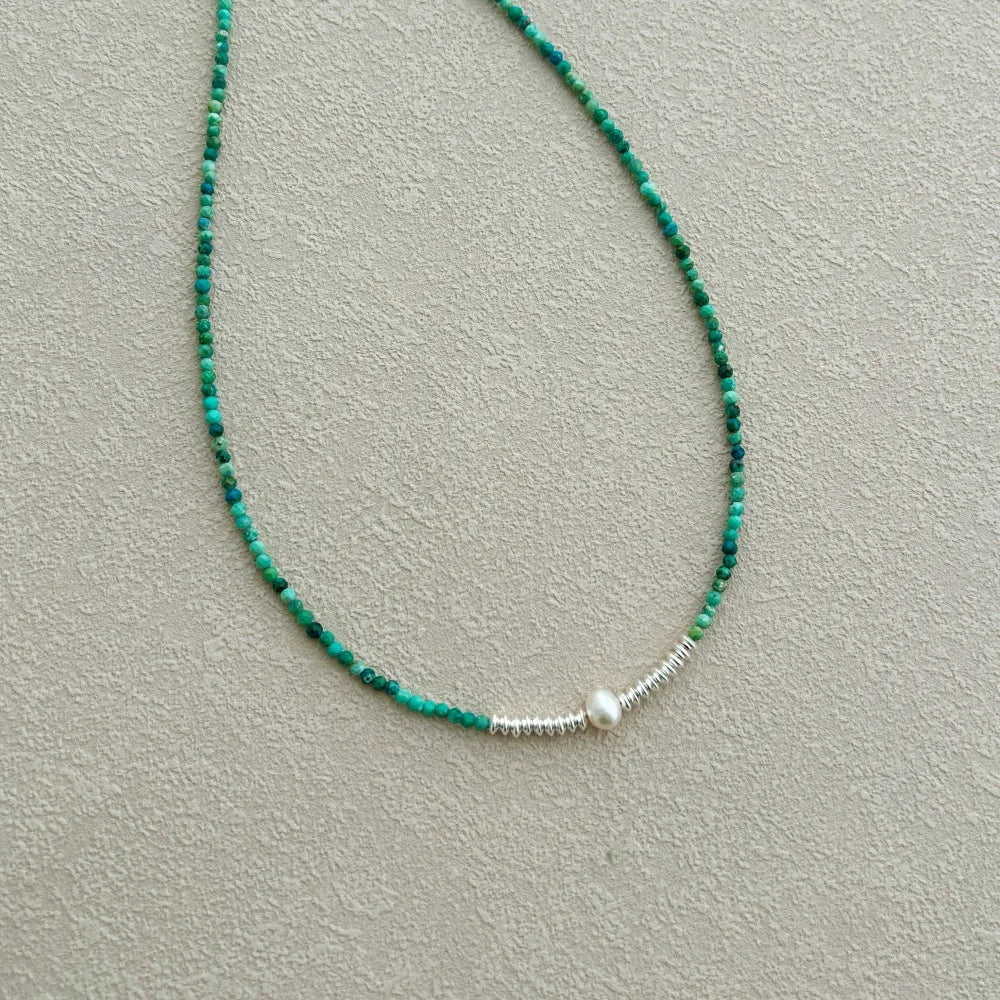 Silver Pearl Simple Beaded Necklace