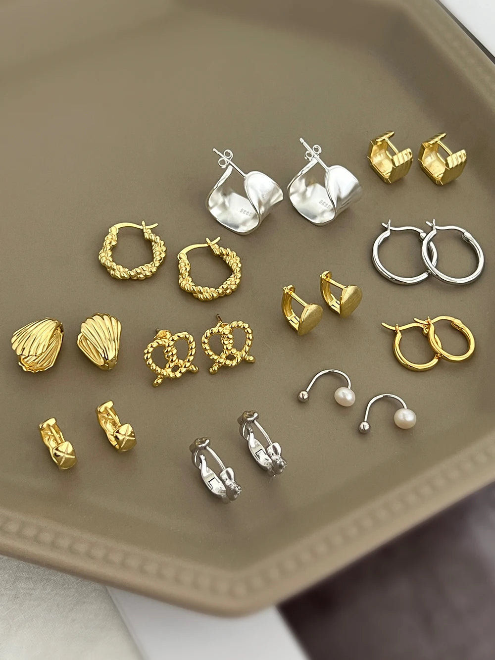 Silver Zircon Round Cut Wrapped Ear Hoops