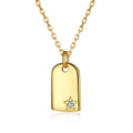 Silver Zircon Round Cut Tag Pendant Necklace