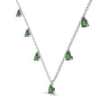Silver Zircon Pear Cut Tassel Chain Necklace