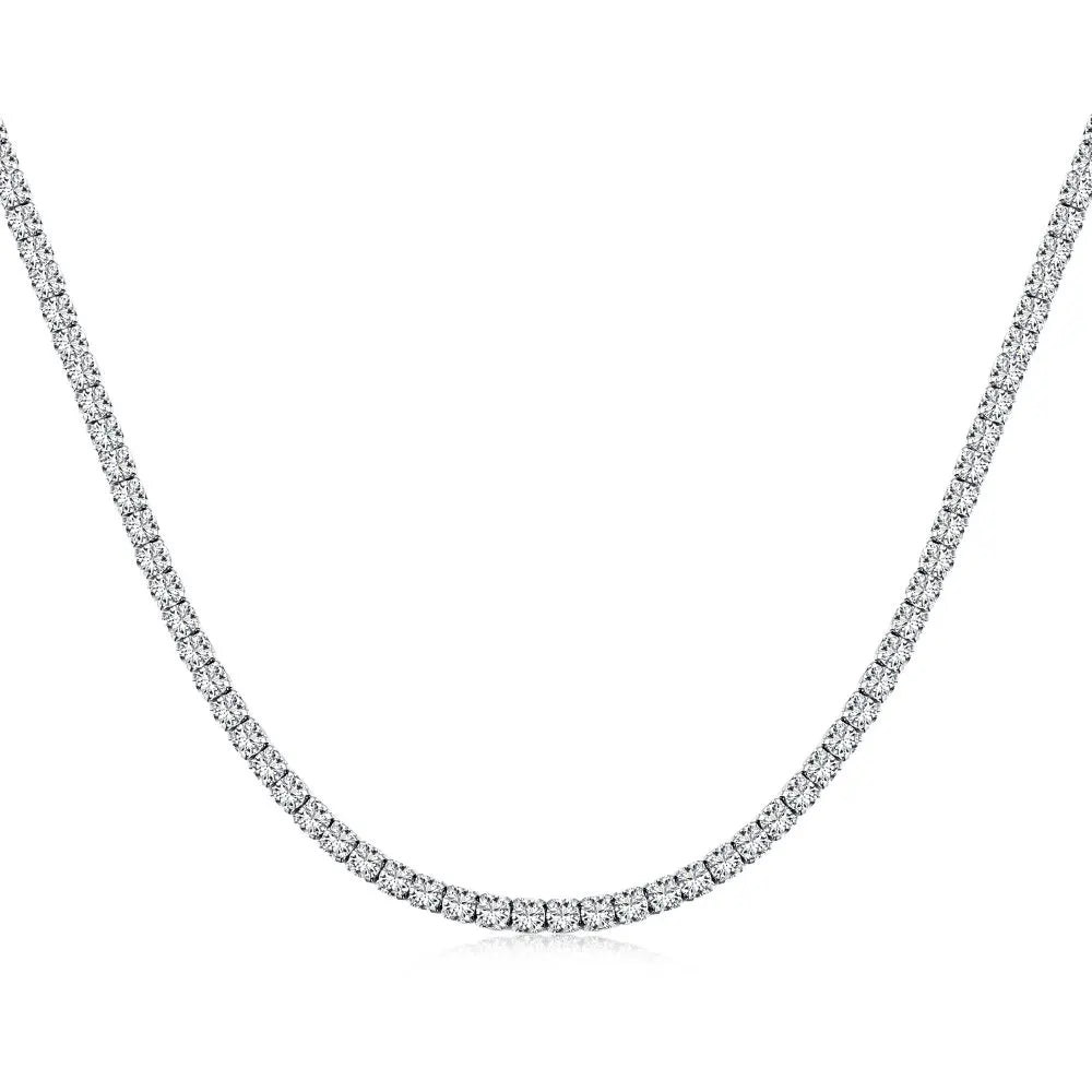Silver Zircon Round Cut Inlaid Layered Tennis Necklace