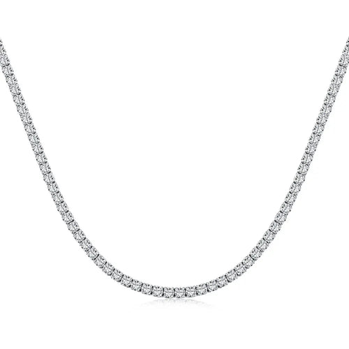 Silver Zircon Round Cut Inlaid Layered Tennis Necklace