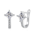 Silver Zircon Princess Cut Classic Huggie Earrings