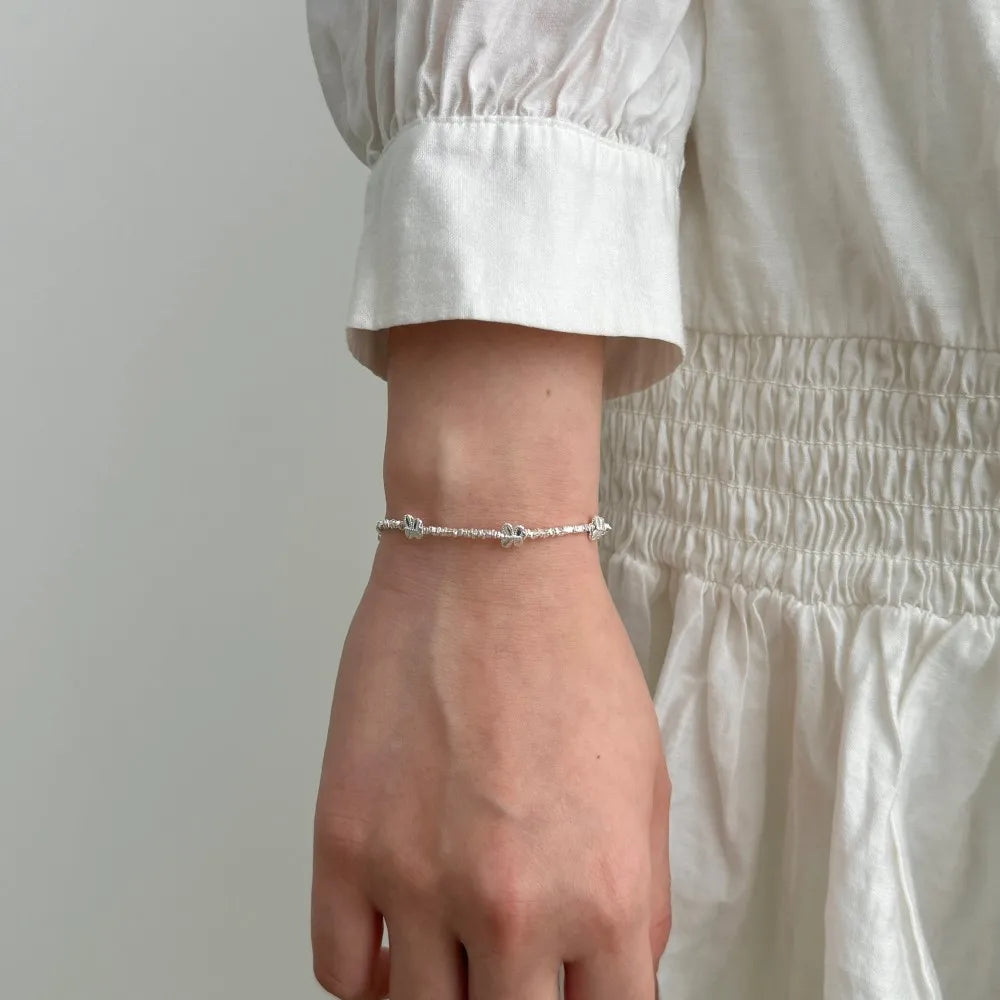 Silver Butterfly Beaded Bracelet