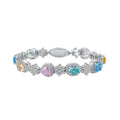 Silver Zircon Oval Cut Multi Shape Tennis Bracelet