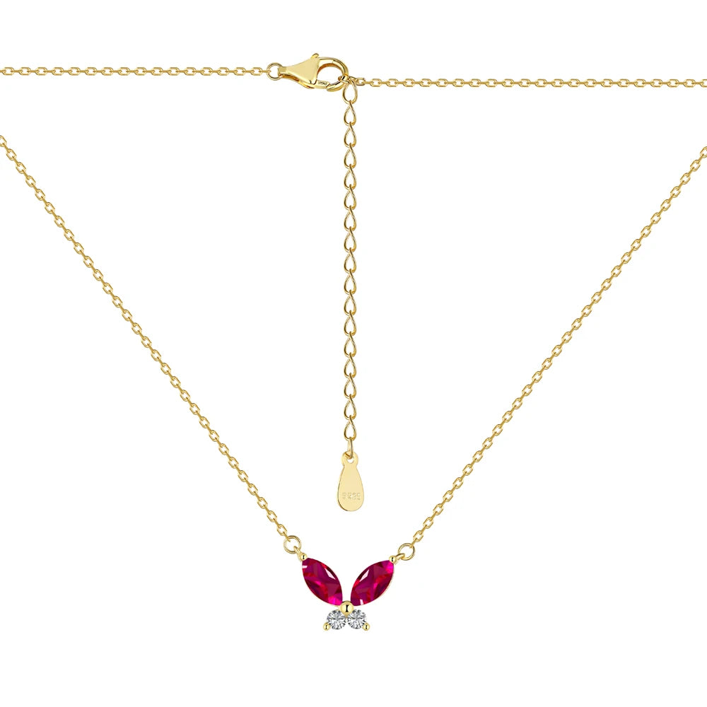 Silver Zircon Marquise Cut Butterfly Pendant Necklace