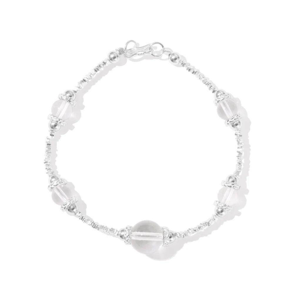 Silver Crystal Round Cut Bangles Beaded Bracelet