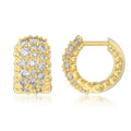 Silver Zircon Round Cut Iced Chunky Ear Hoops