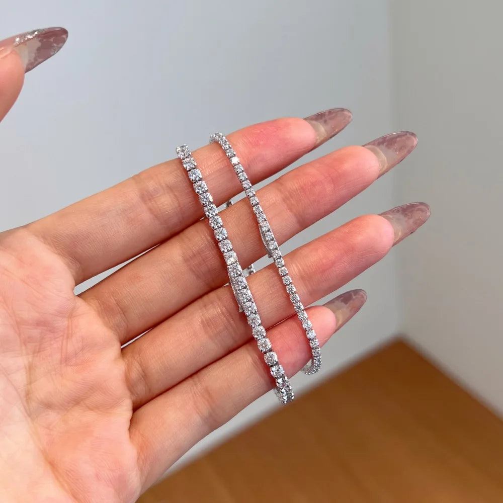 Silver Zircon Round Cut Cubic Tennis Bracelet