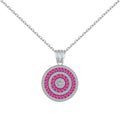 Silver Zircon Tapered Baguette Cut Halo Pendant Necklace