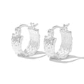 Silver Textured Chunky Huggie Earrings