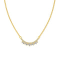 Silver Zircon Round Cut Spiky Smile Bar Necklace