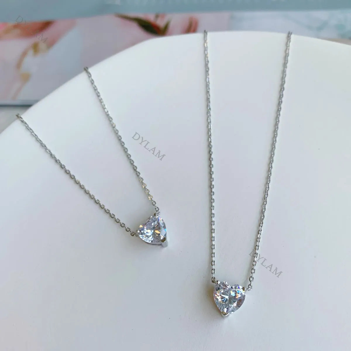 Silver Zircon Heart Cut Solitaire Pendant Necklace