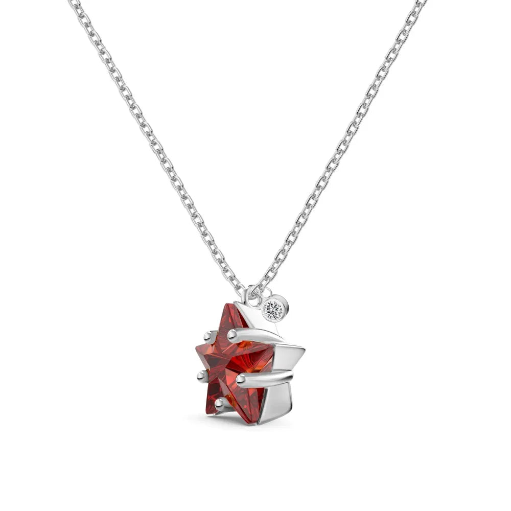 Silver Zircon Star Cut Single Pendant Necklace