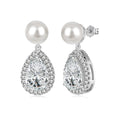 Silver Zircon Pear Cut Water Drop Drop Earrings