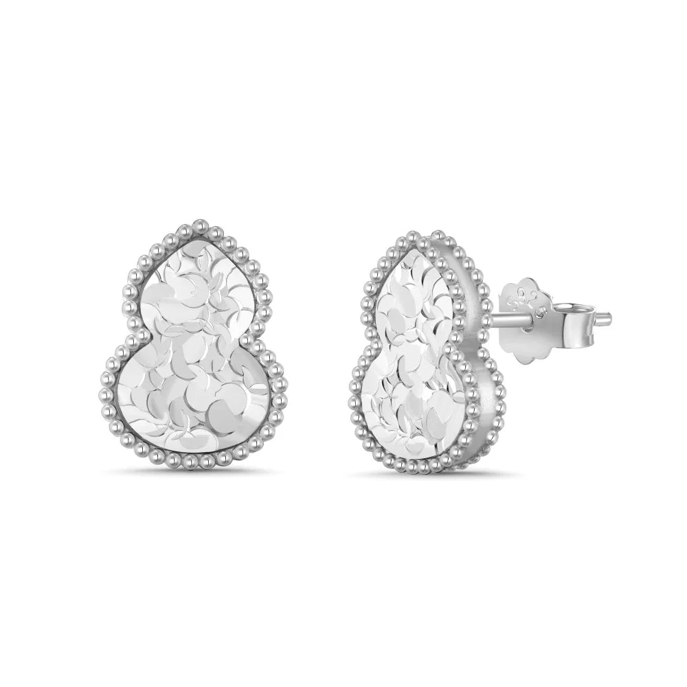 Silver Brushed Gourd Ear Studs