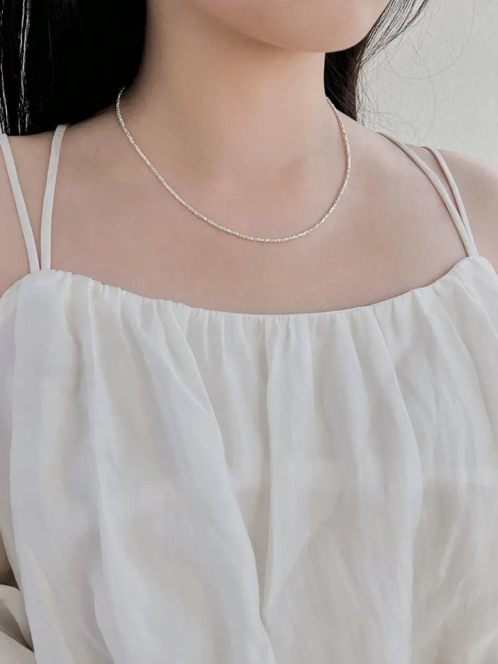 Silver Beaded Chain Necklace