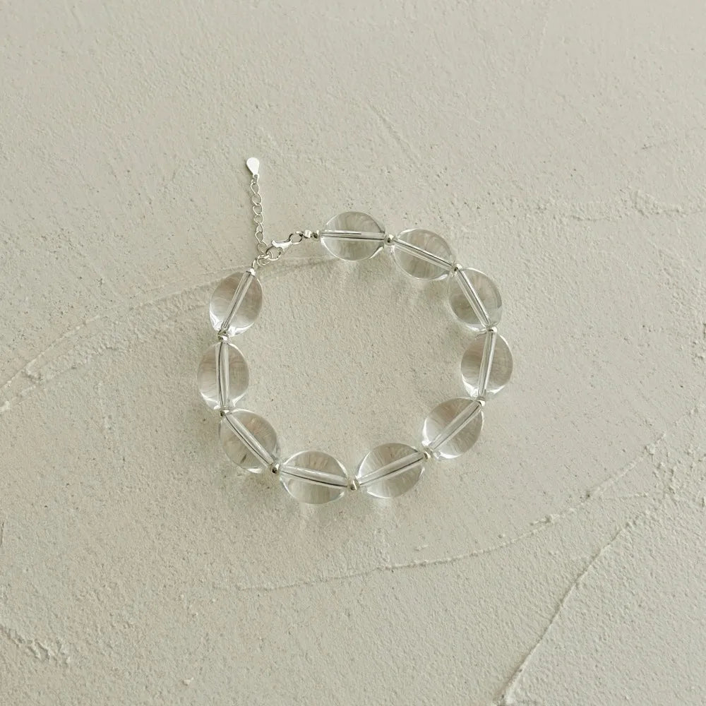 Silver Crystal Oval Cut Oval Beaded Bracelet