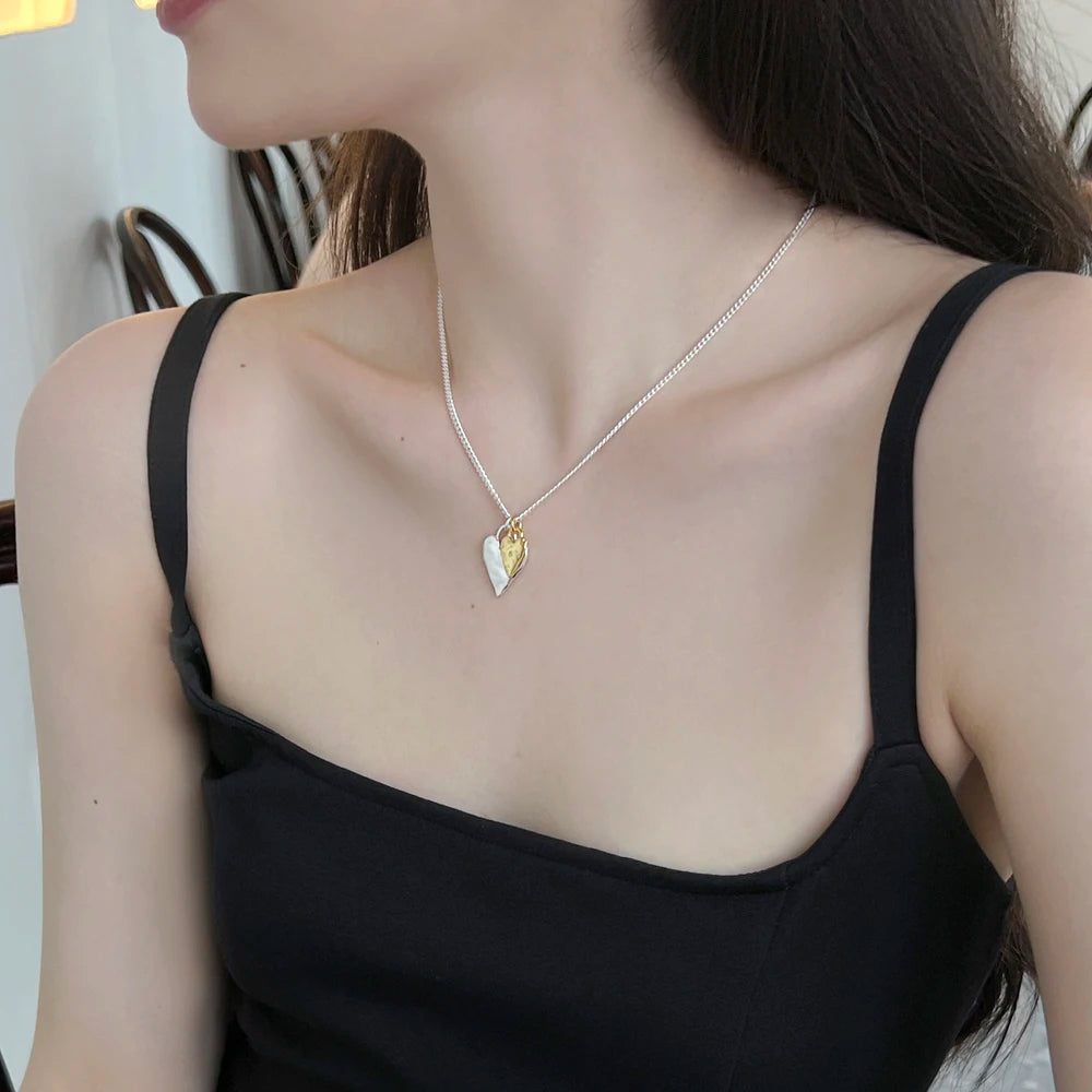 Silver Melting Heart Pendant Necklace