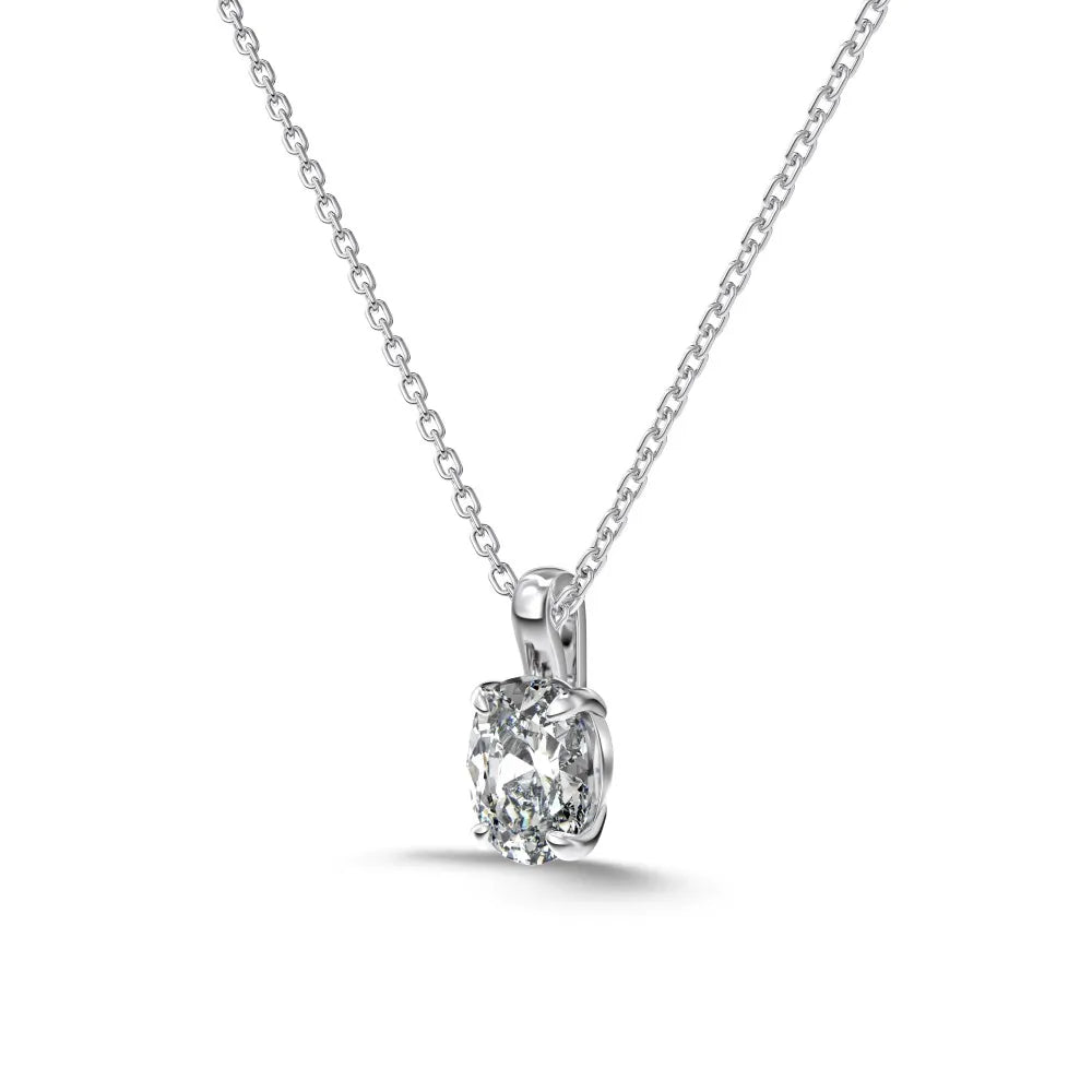 Silver Zircon Oval Cut Egg Pendant Necklace