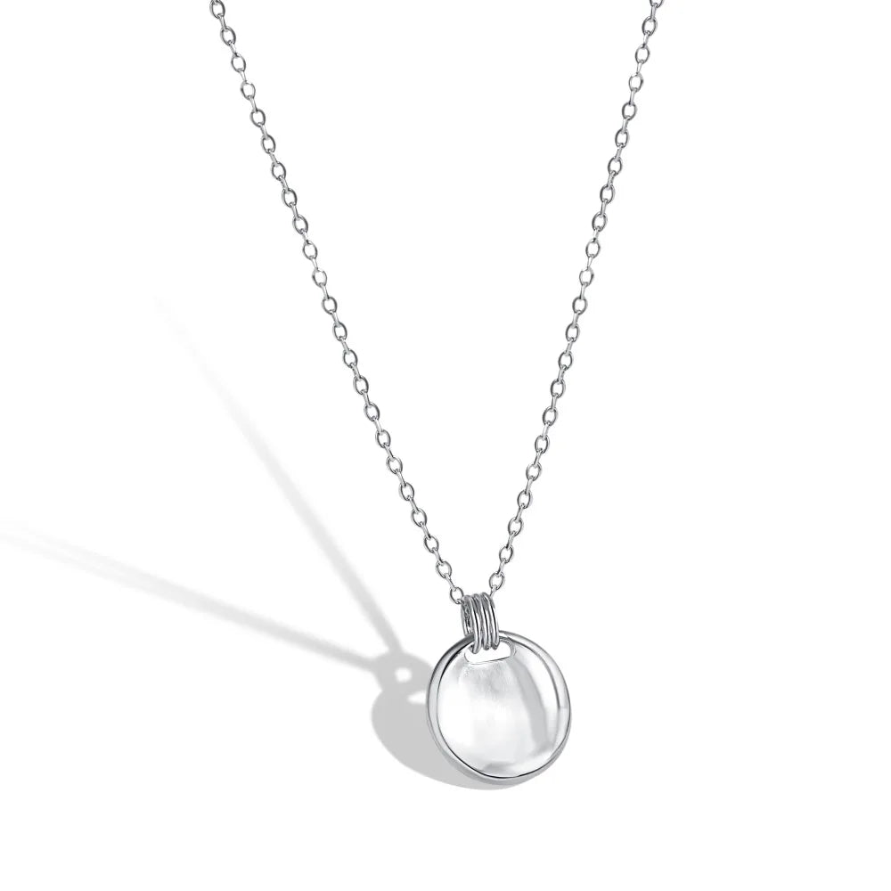 Silver Disc Pendant Necklace