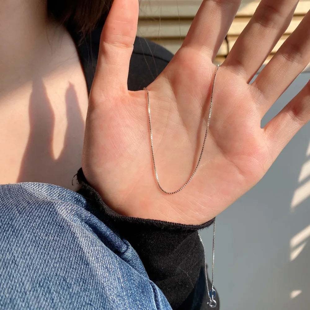 Silver Box Squared Link Chain Necklace