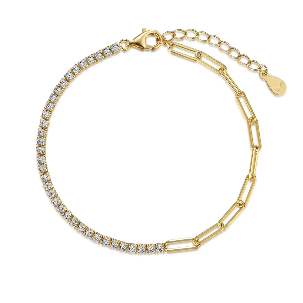 Silver Zircon Round Cut Chain Tennis Bracelet