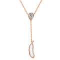 Silver Zircon Pear Cut Bean Pendant Necklace