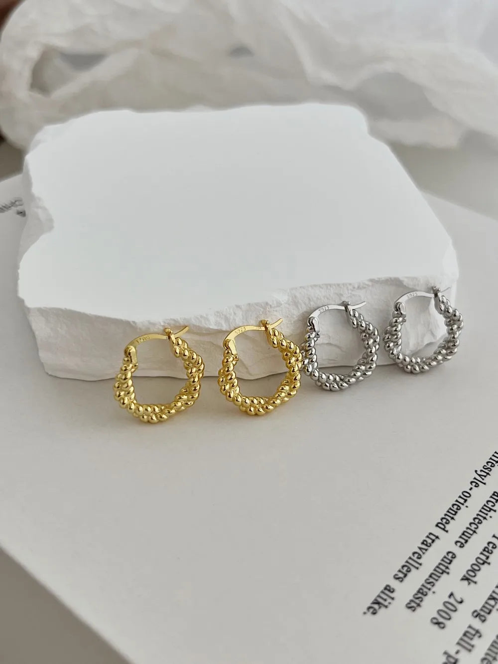 Silver Twisted Ear Hoops