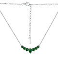 Silver Zircon Pear Cut Crescent Bar Necklace