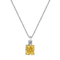 Silver Zircon Radiant Cut Stacked Pendant Necklace