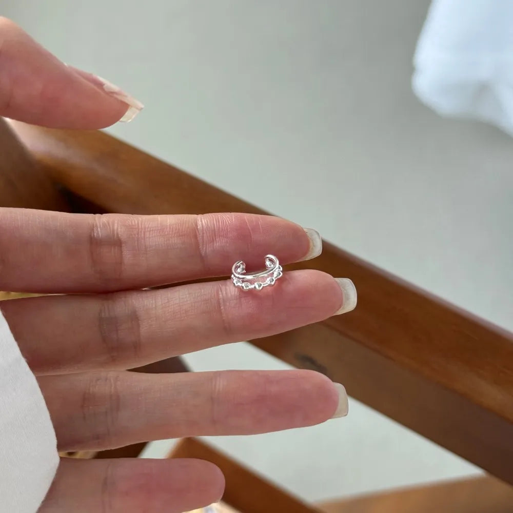 Silver Double Layer Ear Cuffs