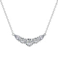 Silver Zircon Pear Cut Smile Bar Necklace
