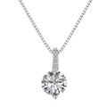 Silver Zircon Round Cut Inlaid Pendant Necklace