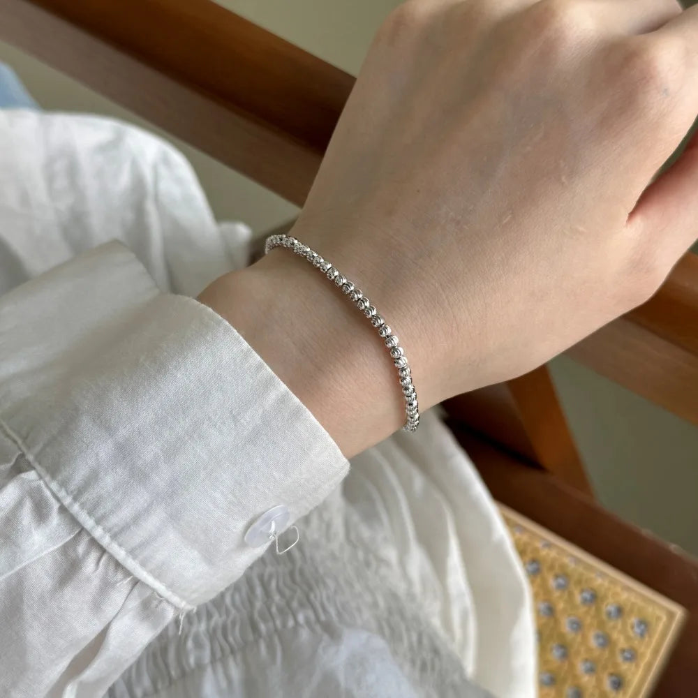 Silver Circle Beaded Bracelet