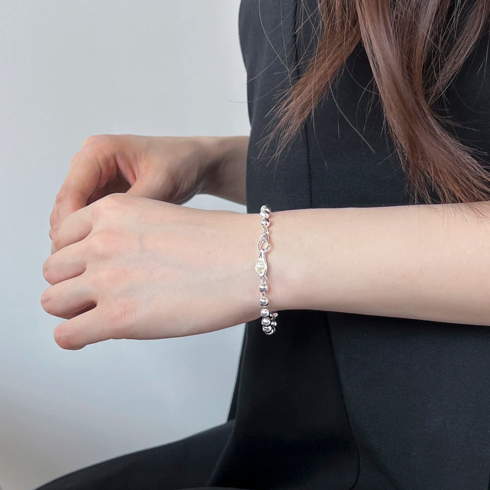 Silver Layered Bangles Beaded Bracelet