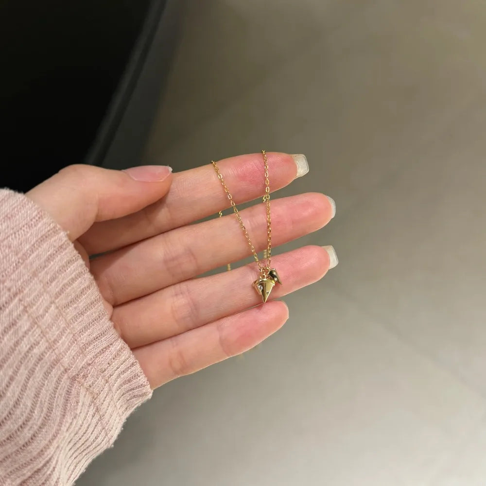 Silver Zircon Round Cut Cheese Pendant Necklace