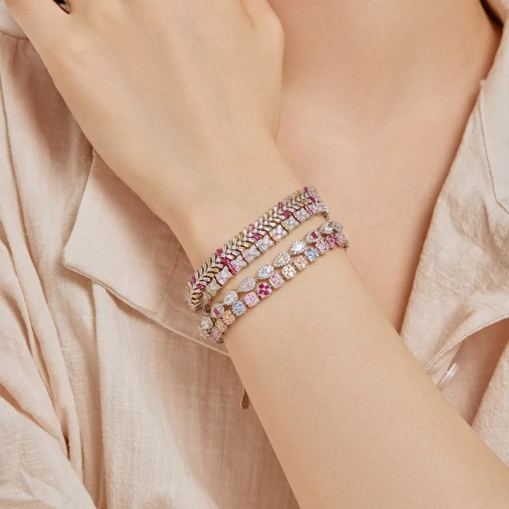 Silver Zircon Pear Cut Water Drop Tennis Bracelet