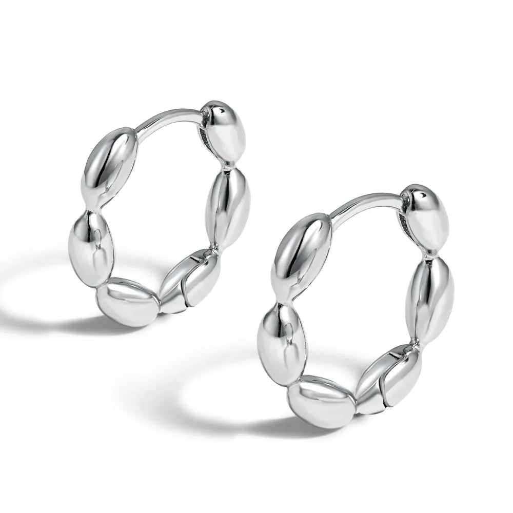 Silver Beaded Ear Hoops