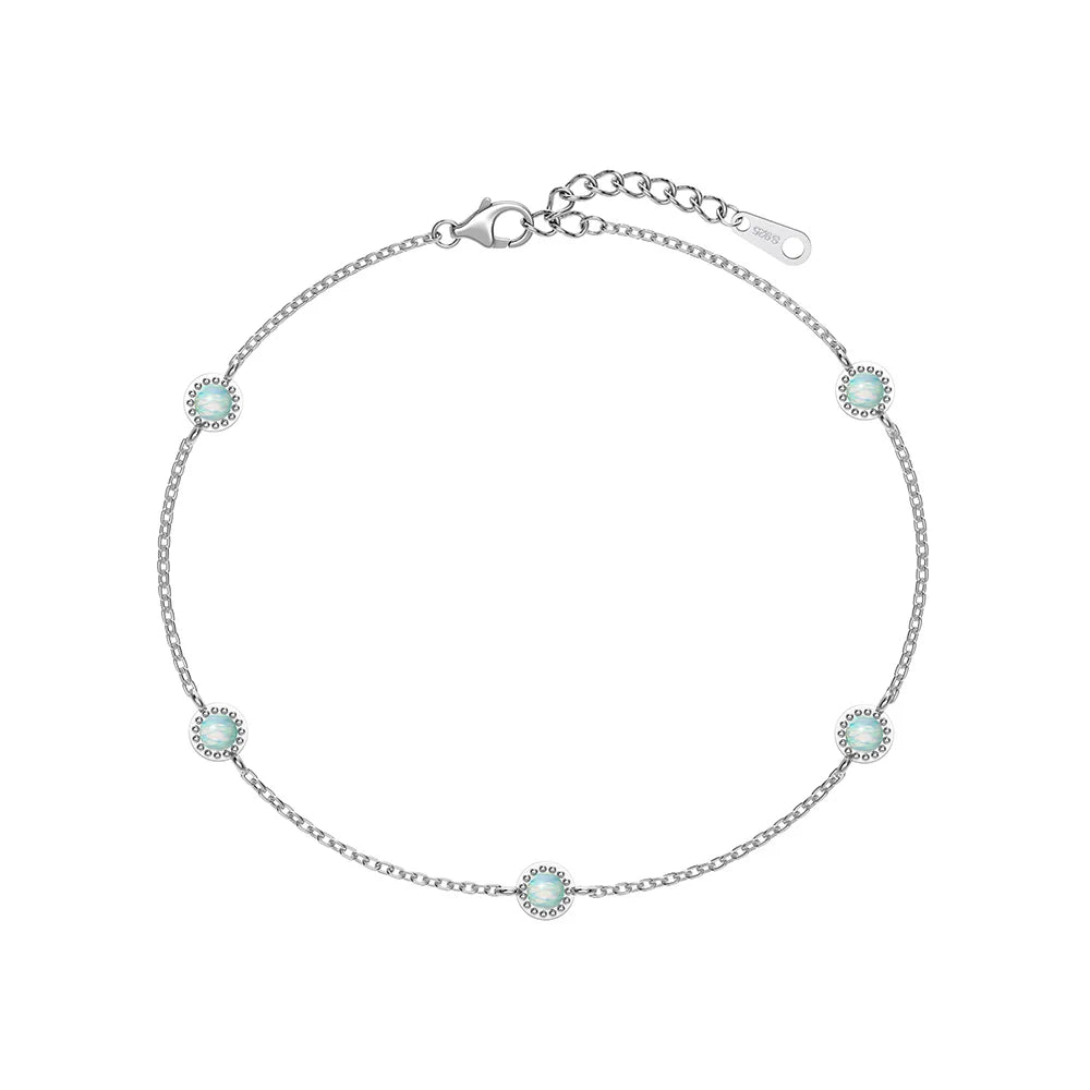 Silver Opal Round Cut Dots Chain Bracelet