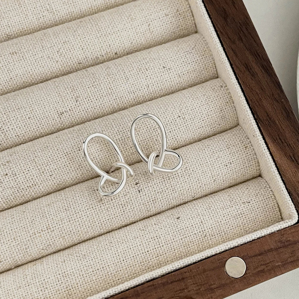 Silver Twisted Curved Ear Studs