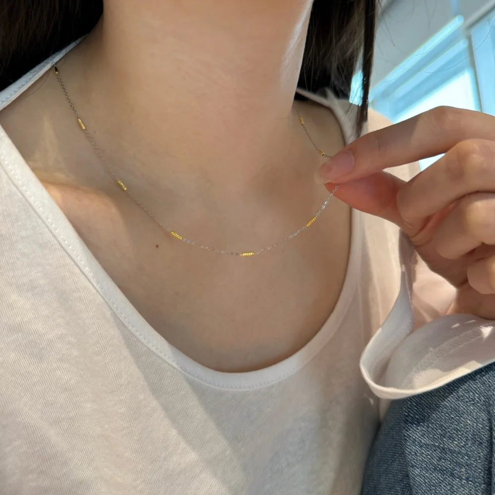 Silver Columnar Chain Necklace