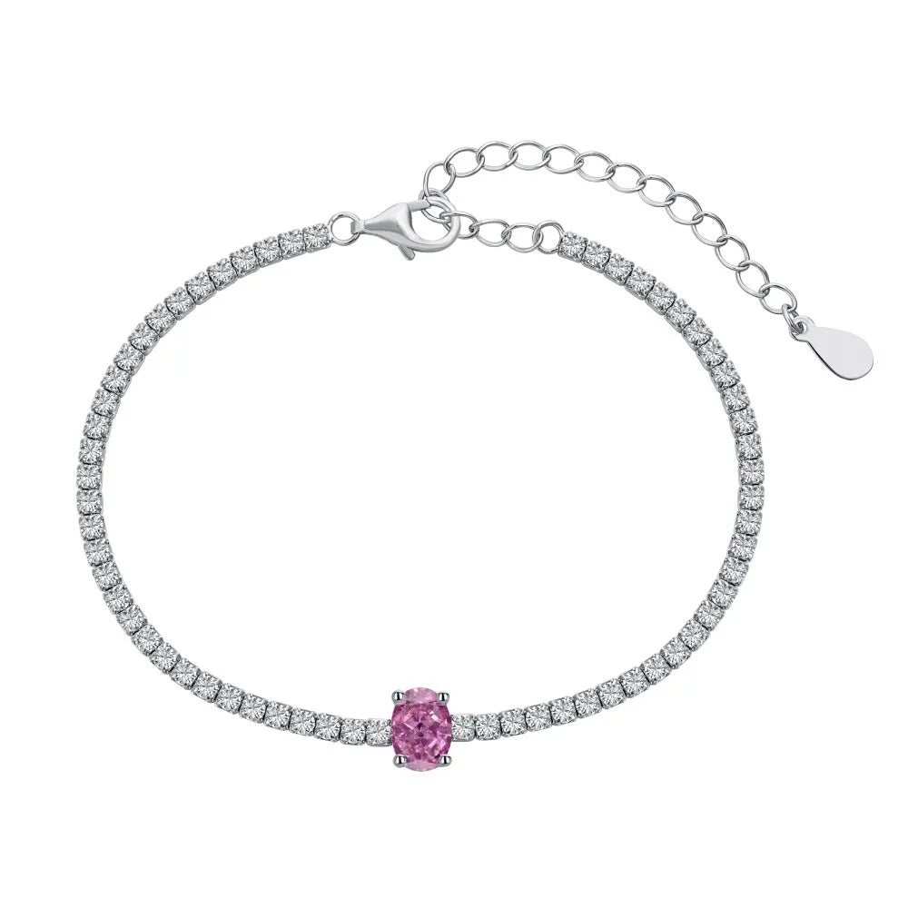 Silver Zircon Oval Cut Classic Tennis Bracelet