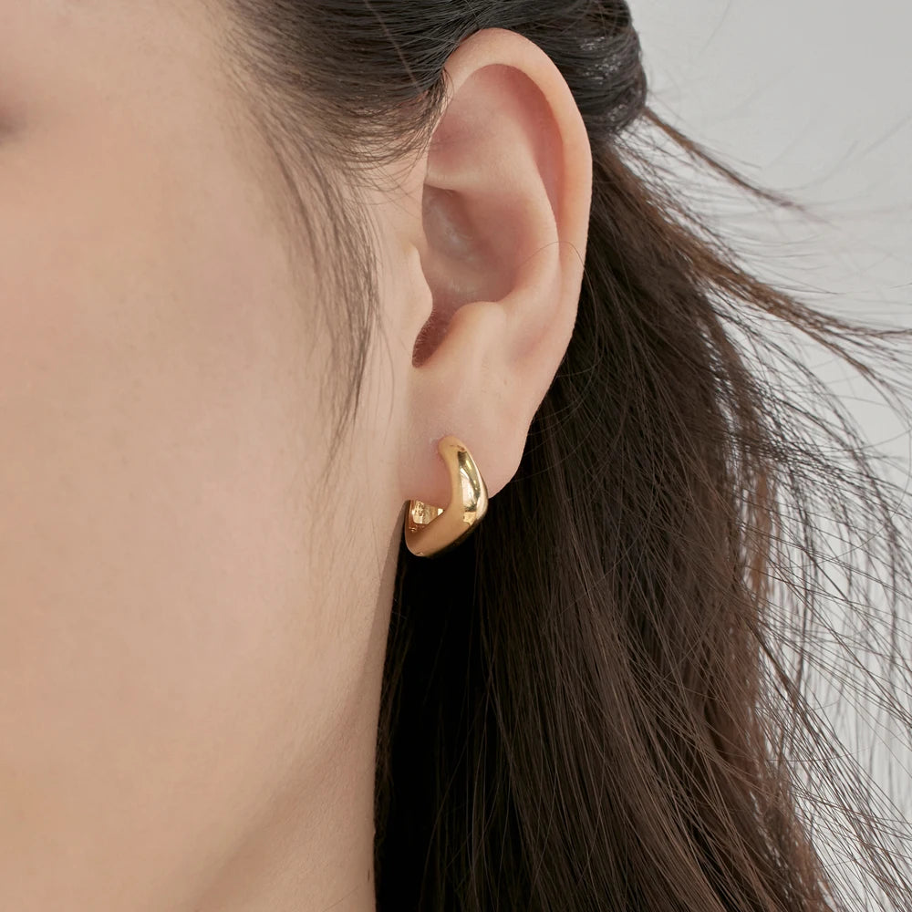 Silver Chunky Huggie Earrings
