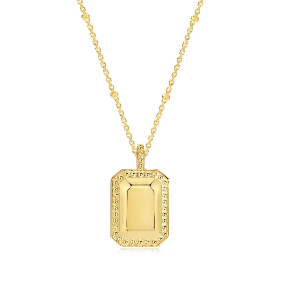 Silver Rectangle Pendant Necklace