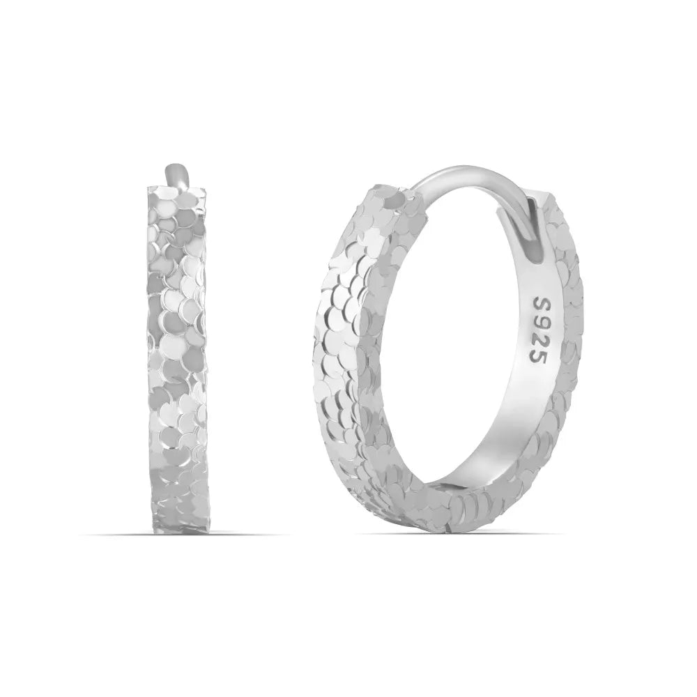Silver Textured Ear Hoops