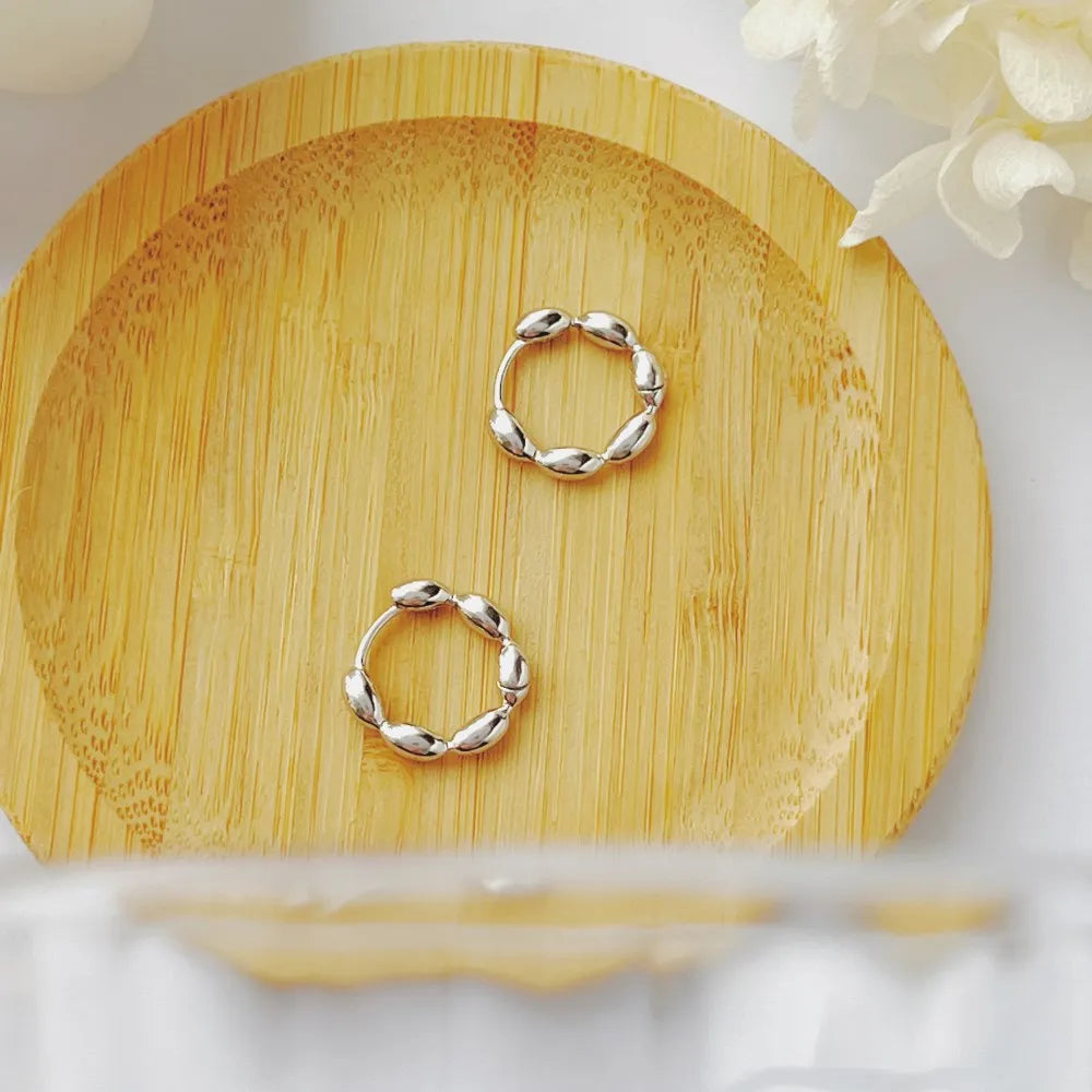 Silver Beaded Ear Hoops