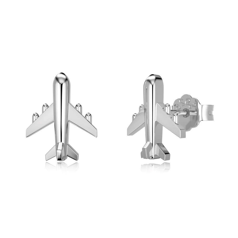 Silver Plane Ear Studs