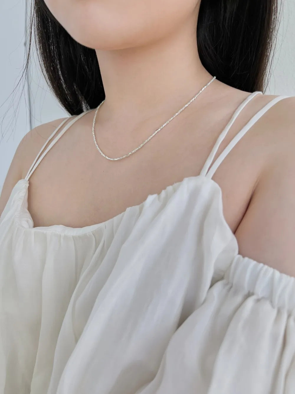 Silver Beaded Chain Necklace