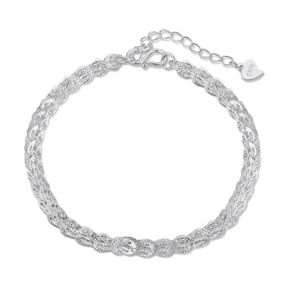 Silver Twisted Link Charm Bracelet
